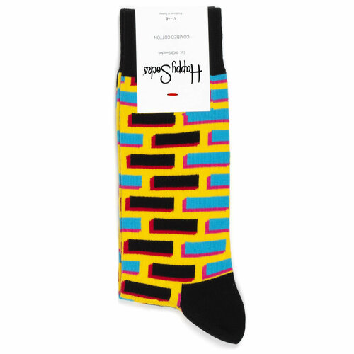 носки happy socks мужские носки с рисунками happy socks размер 36 40 черный оранжевый Носки Happy Socks Мужские носки с рисунками Happy Socks, размер 36-40, желтый