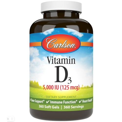 Vitamin D3 Carlson, 5000 IU (125 mcg), 360 softgels