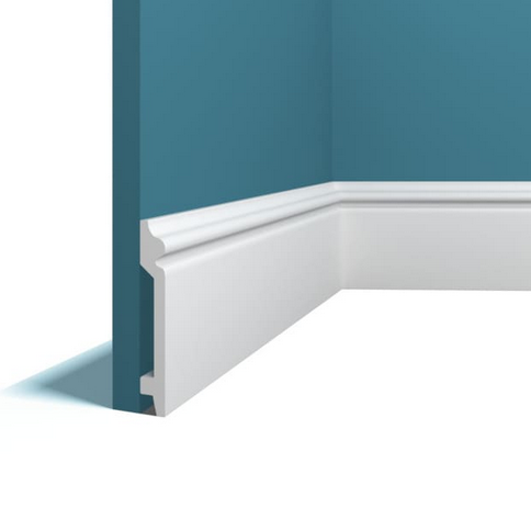 фото Плинтус Перфект Plus ударопрочный 2000x15x100 мм PP-56 белый дюрополимер напольный под покраску пластиковый полистирол с кабель каналом