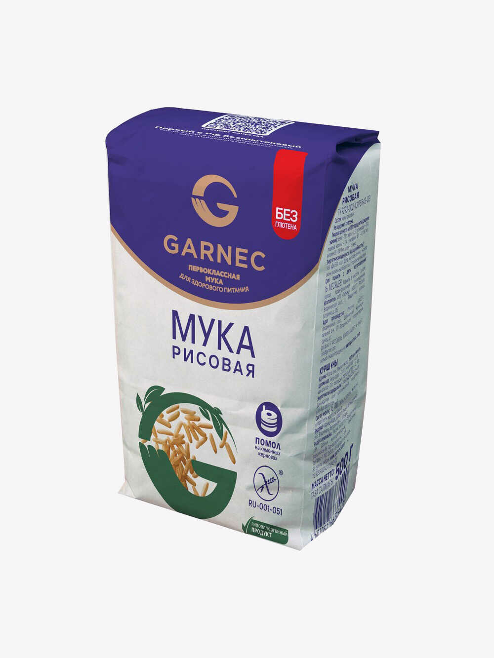 Мука рисовая Без глютена Гарнец 500гр.
