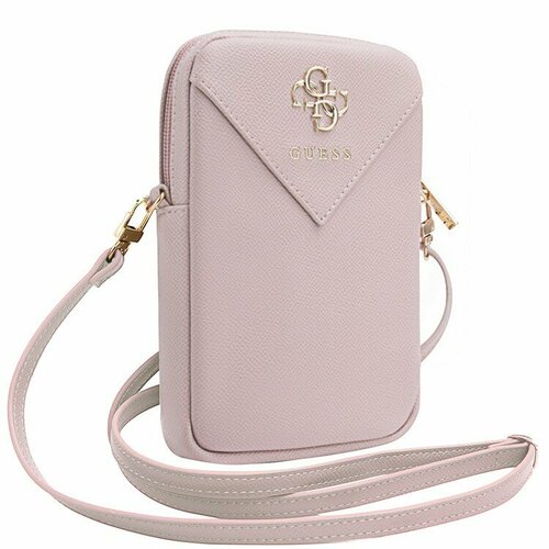 Guess для смартфонов сумка Wallet Zipper Pouch PU Grained leather 4G metal logo Pink