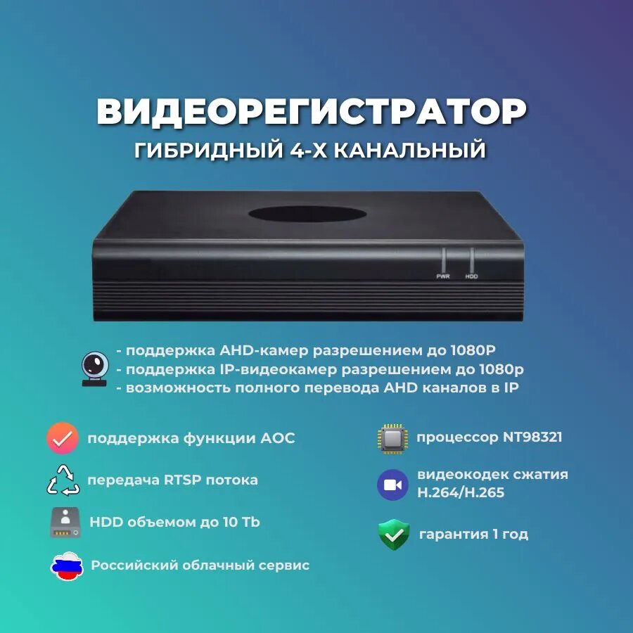 Видеорегистратор гибридный четырёхканальный v3.0