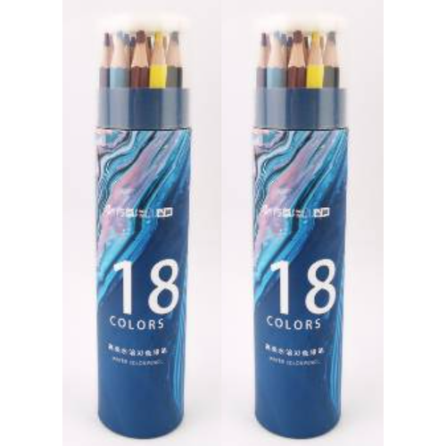 Набор цветных акварельных карандашей в тубусе, грифель 2.9 мм, 18 шт, 2 уп набор цветных акварельных карандашей 12 шт в тубусе грифель 2 9 мм цветные карандаши