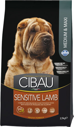 Фармина 30979 CIBAU Sensitive Medium & Maxi сух. для собак средних и крупных пород с Ягненком 2,5кг