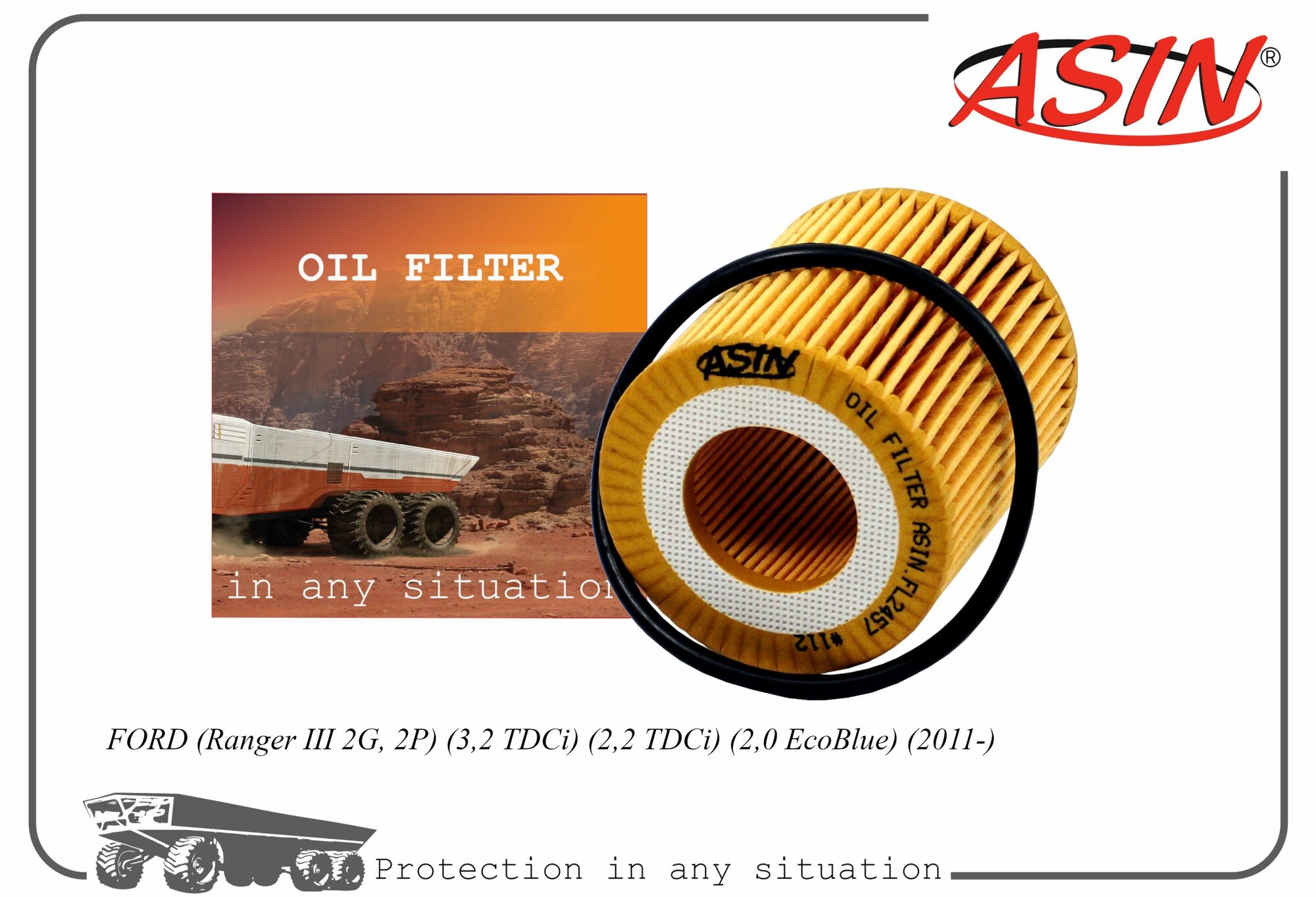 Фильтр масляный 1720612/ASIN. FL2457 для FORD Ranger III 2G, 2P 3,2 TDCi 2,2 TDCi 2,0 EcoBlue 2011-