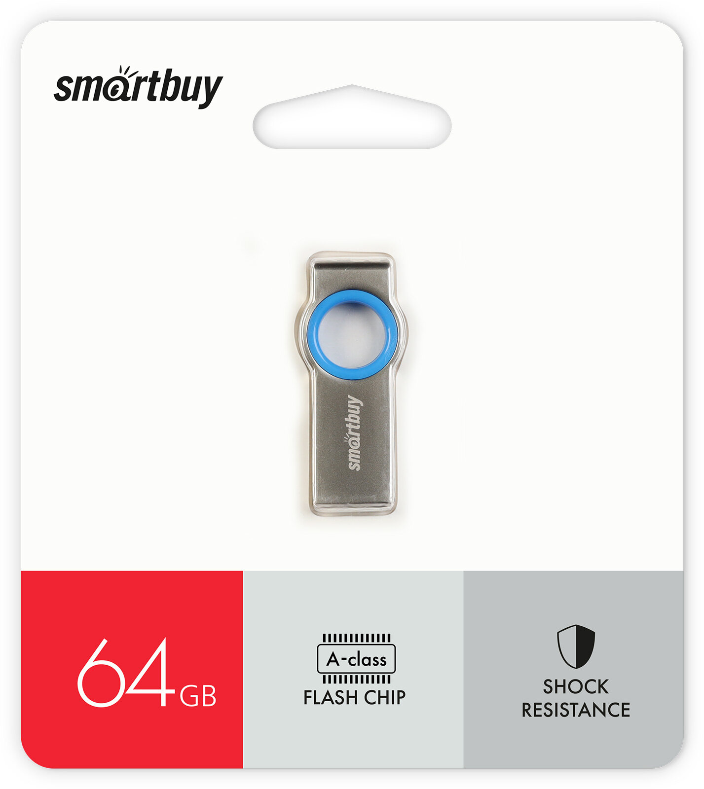 Флеш-накопитель USB 2.0 Smartbuy 64GB MC2 Metal (SB064GBMC2), серый металлик, синий