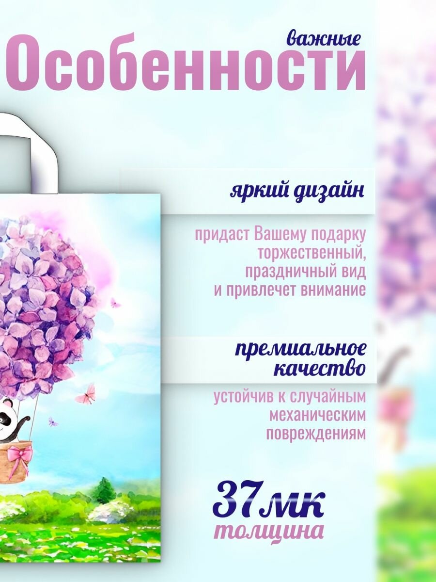 Подарочный полиэтиленовый пакет плотный с ручками 10 шт — фото 1