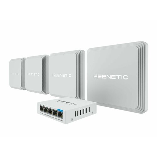 Маршрутизатор KEENETIC Orbiter Pro 4-Pack + PoE+ switch 5 bundle