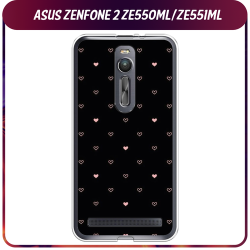 Силиконовый чехол на Asus Zenfone 2 ZE550ML/ZE551ML / Асус Зенфон 2 ZE550ML/ZE551ML Чехол с сердечками