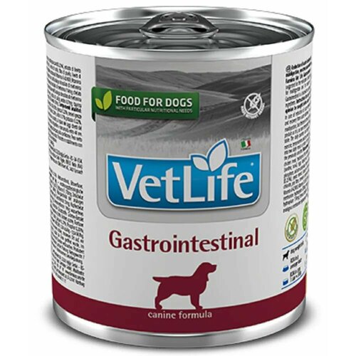 Консервы/влажный корм Farmina Vet Life Natural Diet Dog Gastrointestinal Фармина Вет Лайф Гастроинтестинал диетический, для собак всех пород при заболеваниях пищеварительного тракта, (300 гр*6 шт)