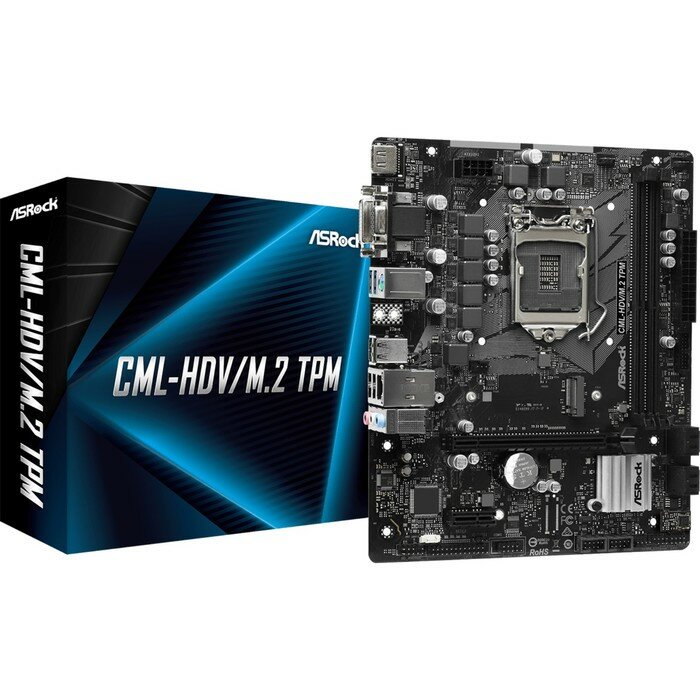 Материнская плата ASRock CML-HDV/M.2 TPM, LGA 1200, H310, 2xDDR4, DVI, VGA, HDMI, mATX