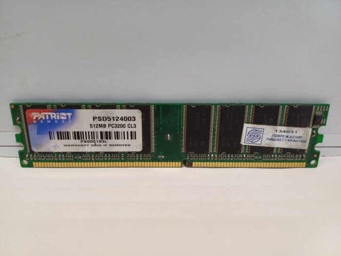 Оперативная память DDR1 512Mb PC3200 Patriot 2R PSD5124003