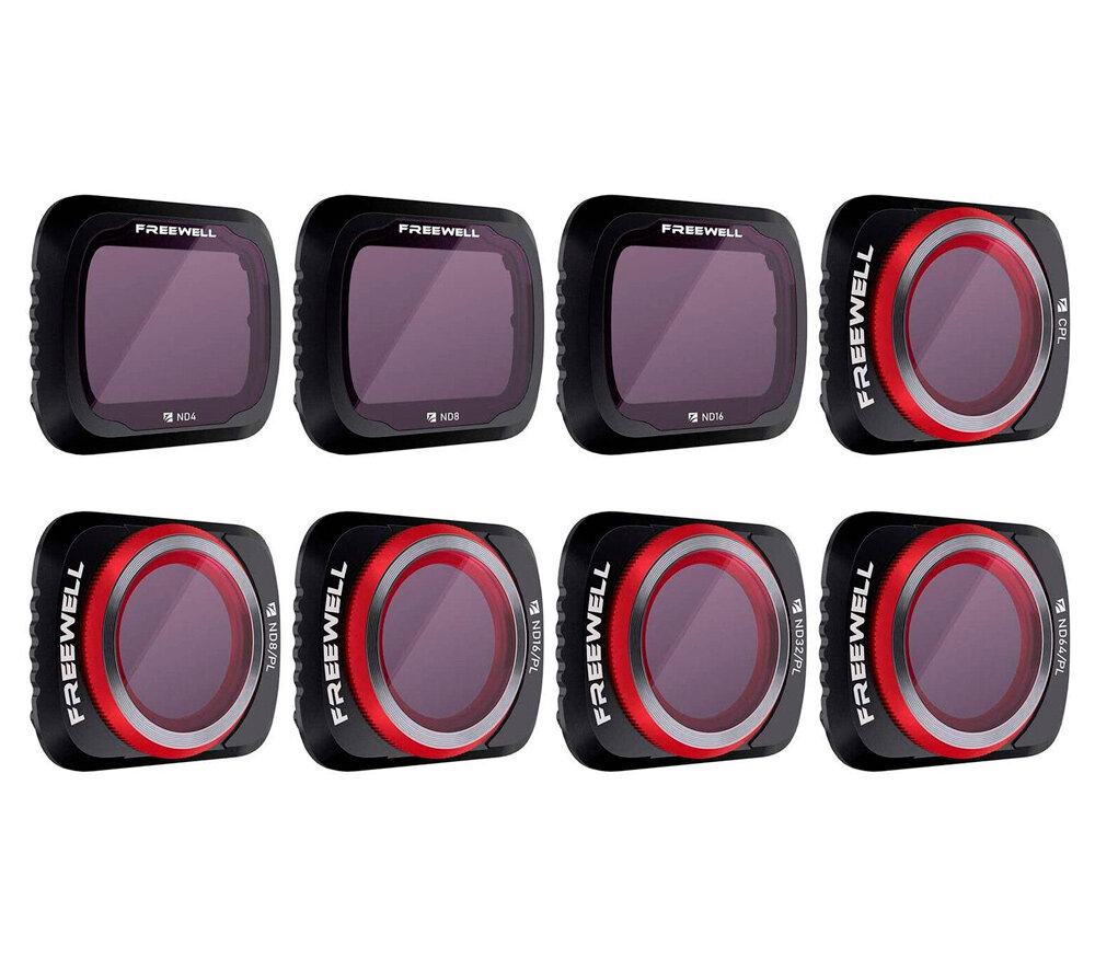 Светофильтры Freewell All Day 8 Pack для DJI Mavic Air 2: ND4/PL-ND64/PL, CPL, ND1000, ND2000