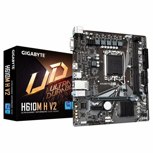 Материнская плата GIGABYTE H610M H V2 LGA1700H6102xDDR5mATXHDMI VGA H610M H V2 8632₽