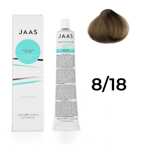 фото Крем - краска для волос профессиональная jaas 8/18 светлый русый светло-коричневый, 100 мл