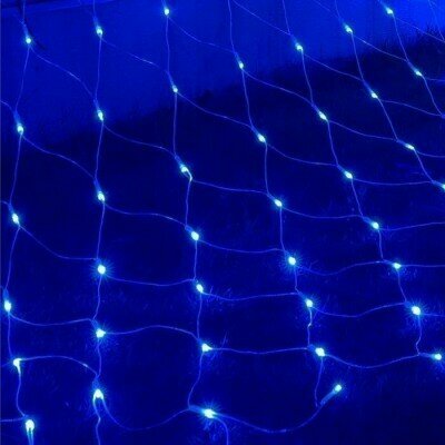 Электрогирлянда №1 "Сетка" 320(180) LED, свечение синее, прозрачный провод, размеры 3*2м, 8 режимов светоэффектов /2 ¶