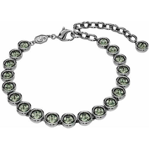 фото Теннисный браслет swarovski, кристаллы swarovski, размер one size, серый