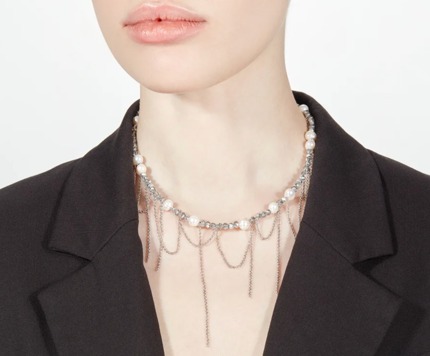 Колье FETISH, жемчуг культивированный, длина 41 см, серебристый — фото 1