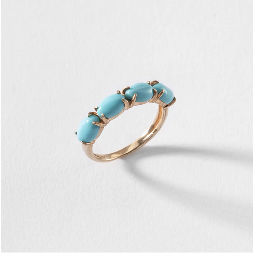 Кольцо KAPLI jewelry, серебро, 925 проба, золочение, бирюза, размер 17, ширина 2 мм, голубой/розовый