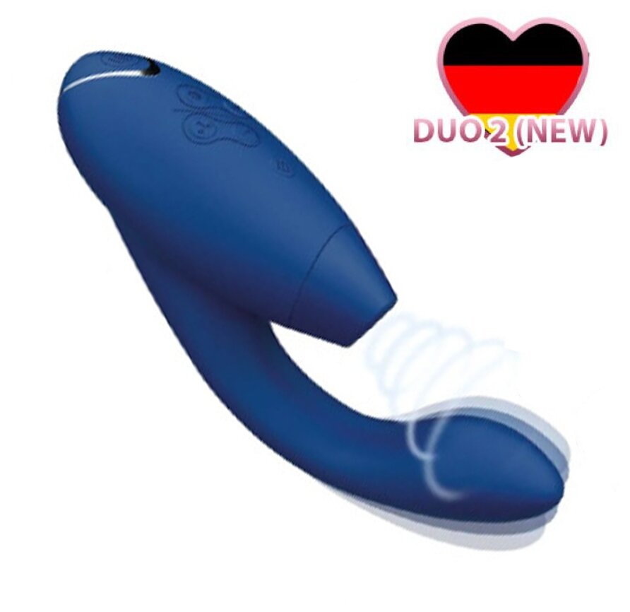 Womanizer Стимулятор клиторальный Duo 2, D: 3.8 см, длина: 20 см, синий