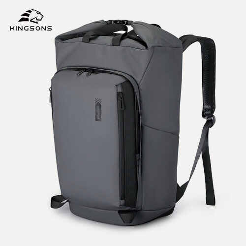 Изображение товара Рюкзак мужской городской Kingsons KS3338 серый роллтоп, для ноутбука 15.6"