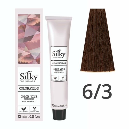 фото Краска для волос профессиональная silky color vive/ultralift 6/3 темный русый золотистый, 100 мл