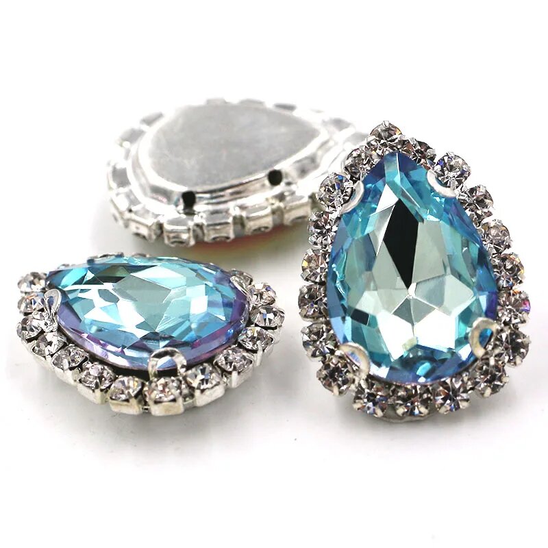 HFOUR стеклянные кристаллы стразы серебристая закрепка Blue Phantom 13x18mm 5pcs