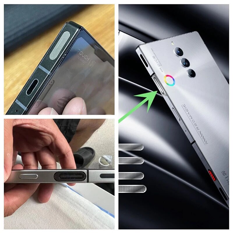 Для Red Magic 9 10 Pro Plus пылезащитная сетка для телефона, наклейки RedMagic 9Pro, отверстие для динамика, защита от пыли, металлическая сетка, пылезащитный чехол, Черный, Red Magic 9 Pro — фото 1