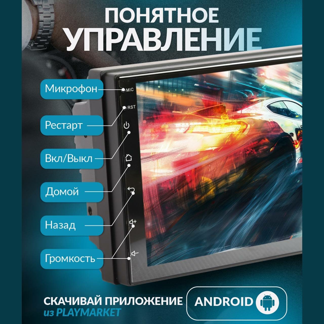 Автомагнитола Android все в одном din 7 дюймов 4+64 гб автомобильная с сенсорным экраном, GPS, Bluetooth — фото 1