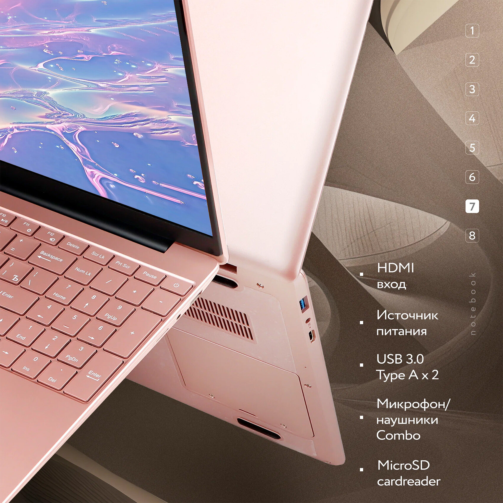 15.6" Ноутбук для работы и учебы, Notebook, RAM 16 ГБ, SSD 128 ГБ, IPS Full HD , Intel N95, русская раскладка Розовый