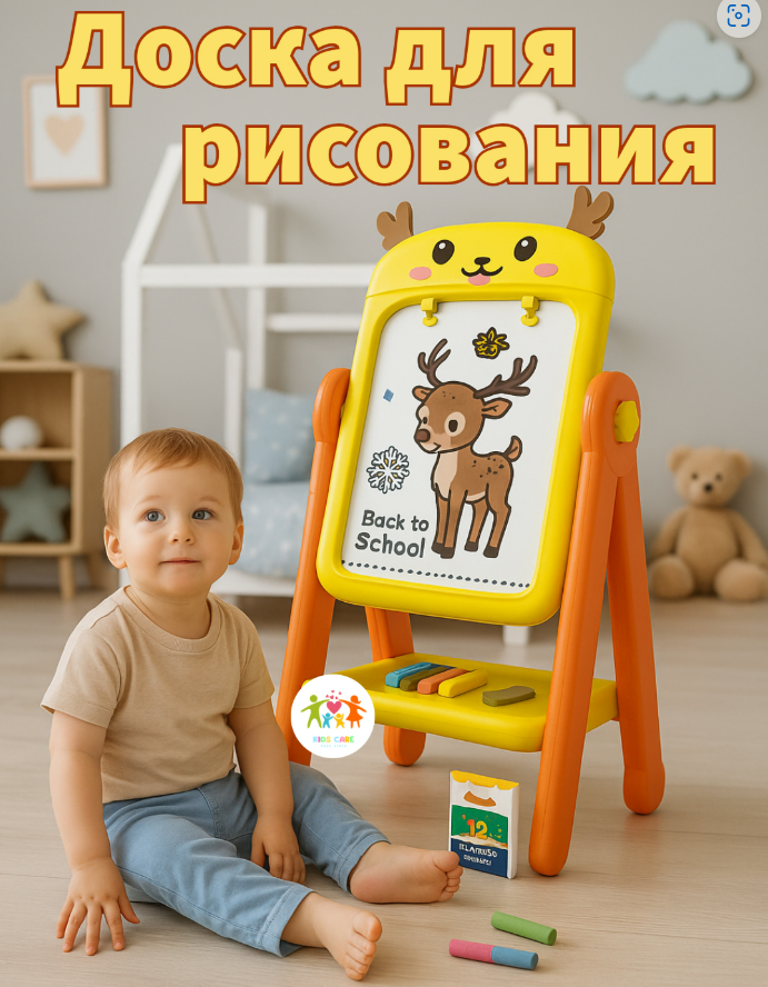 Мольберт "Кружок Каравандаликов" Junion, магнитный, для рисования, 88 см x 34 см