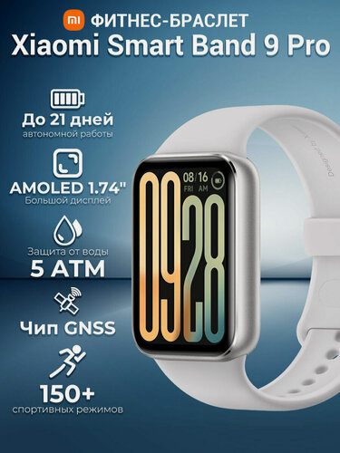 Изображение товара Фитнес браслет Xiaomi Smart Band 9 Pro Moonlight Silver BHR8715GL, EAC