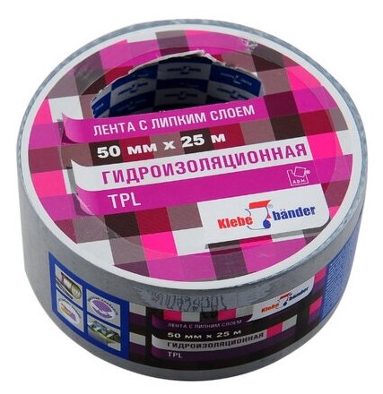 фото Монтажная лента гидроизоляционная tpl 50мм х25м черная Klebebander