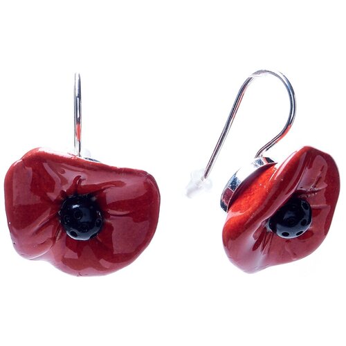 Серьги CERASELLE, Coquelicot, маленькие красные маки, из керамики, CRL19-EF3