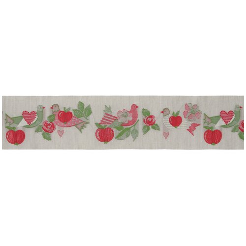 Тесьма декоративная Яблоки и голуби, цвет: серый, красный, 1 м х 50 мм. 35066-03