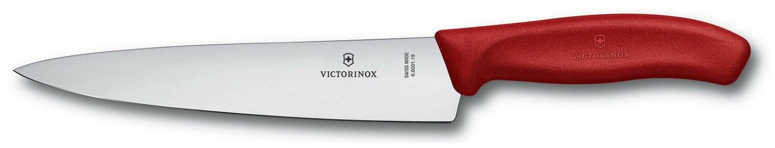Нож кухонный Victorinox Swiss Classic, разделочный, 190мм, заточка прямая, стальной, красный [6.8001.19b]