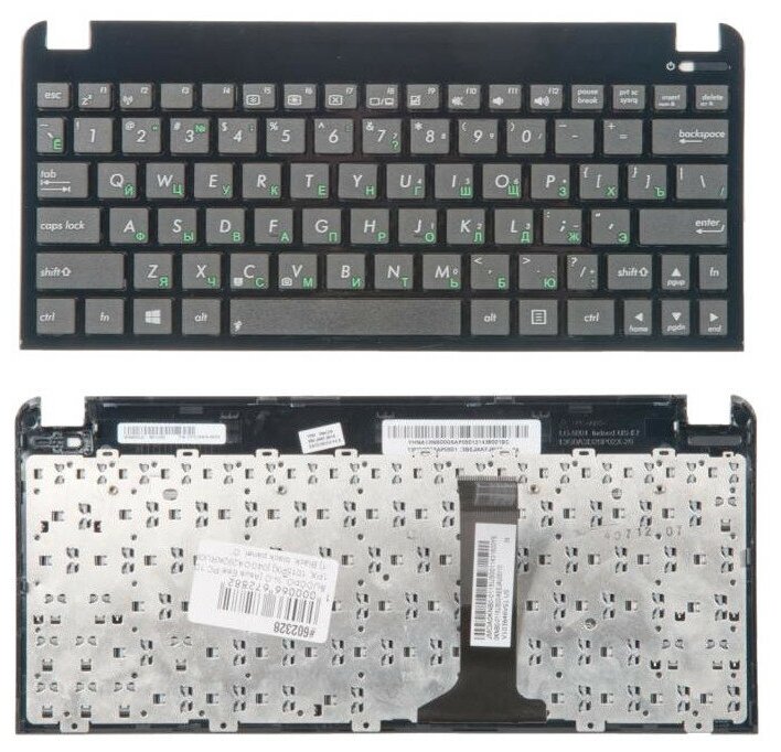 Клавиатура для Asus Eee PC 1011 1011B (04GOA292KRU00-1 черная с панелью без дополнительных кнопок)