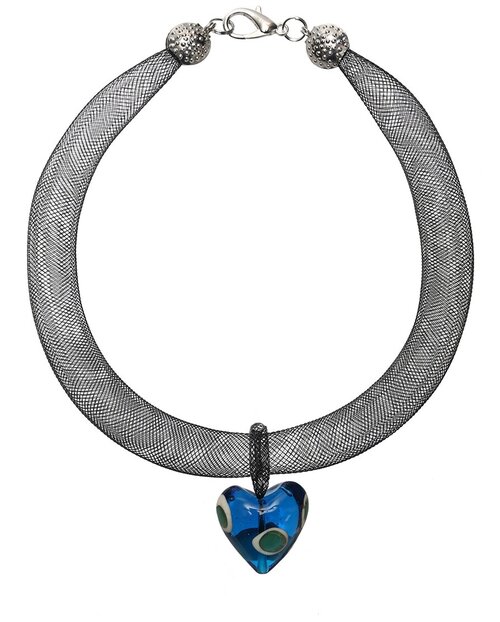 Колье сердце муранское стекло Divetro бижутерия, синий