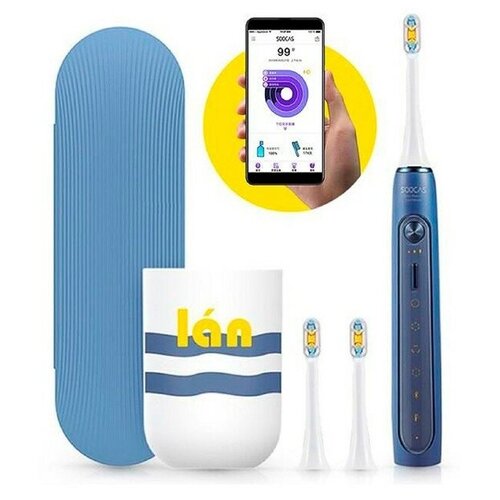 Электрическая зубная щётка Soocas Electric Toothbrush X5 37200 вибрмин 3 насадки синяя 595200₽