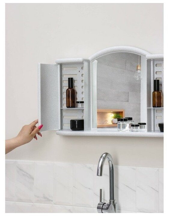 Шкафчик зеркальный для ванной комнаты "Арго", цвет белый мрамор - фотография № 11