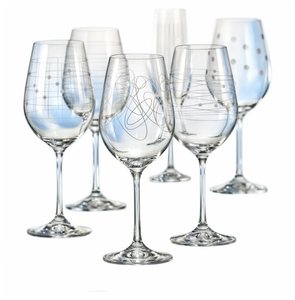 Набор бокалов Bohemia Crystal для вина из 6 шт. виола микс 450 мл h = 24 см (674-417)