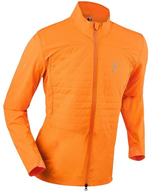 Куртка Bjorn Daehlie Winter Run For Men для бега, средней длины, силуэт полуприлегающий, светоотражающие элементы, без капюшона, без карманов, размер S, оранжевый