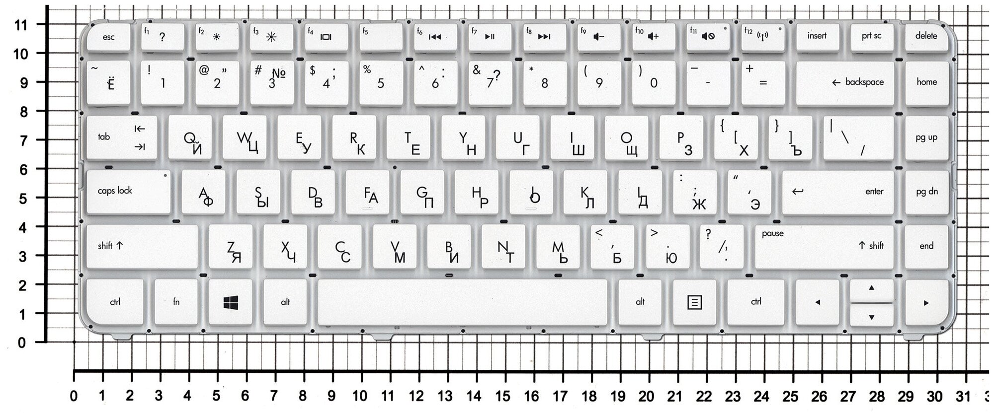 Клавиатура для ноутбука HP AER33L00110 белая без рамки