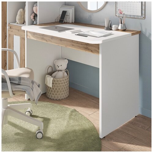 фото Lazurit письменный стол с подъемной крышкой аллегро белый / дуб натюрель