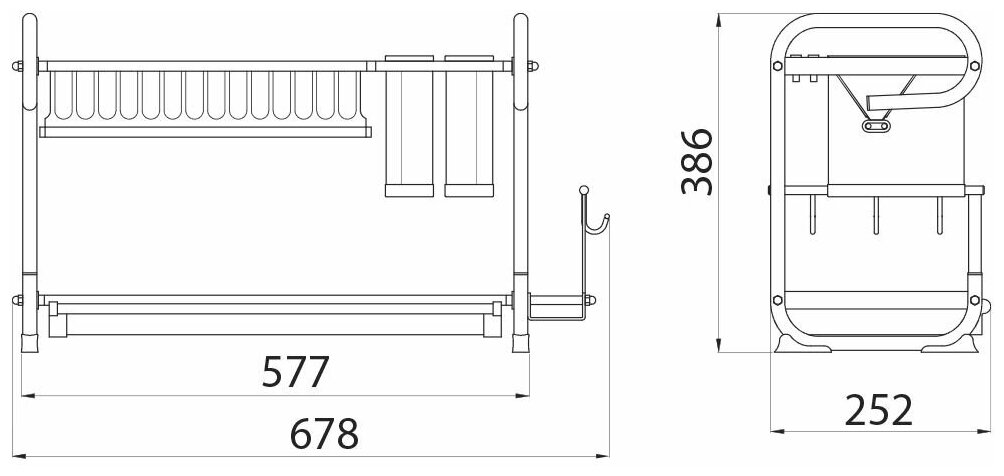 Сушилка двухуровневая, настольная 252х678х386 инокс GTV - фото №2