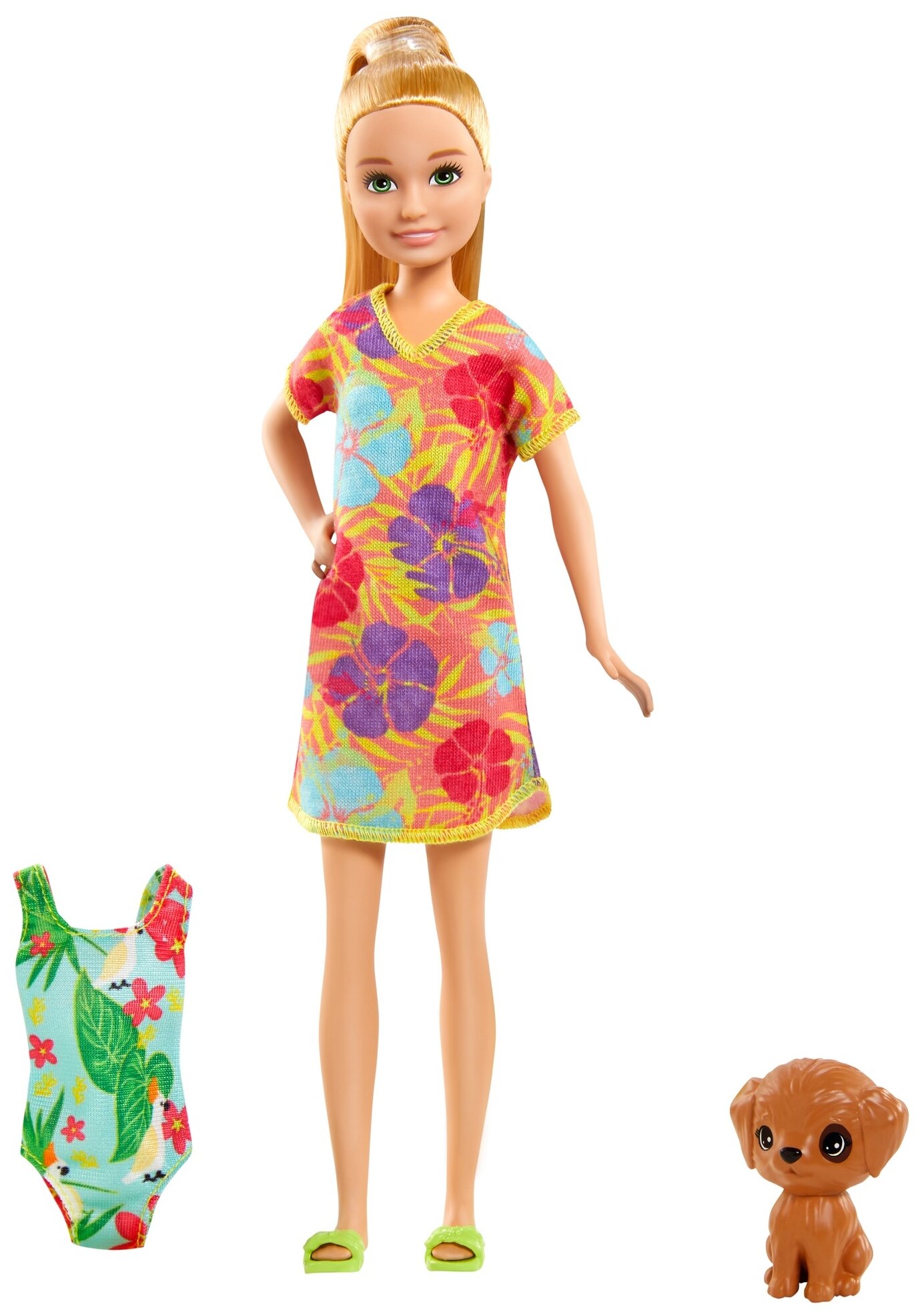 Игровой набор Barbie Стейси рыжеволосая в платье с питомцем и аксессуарами - фото №1
