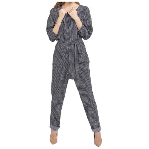 Уютный комбинезон с длинными с геометрическим принтом La Vida Rica O62007 Черный 42