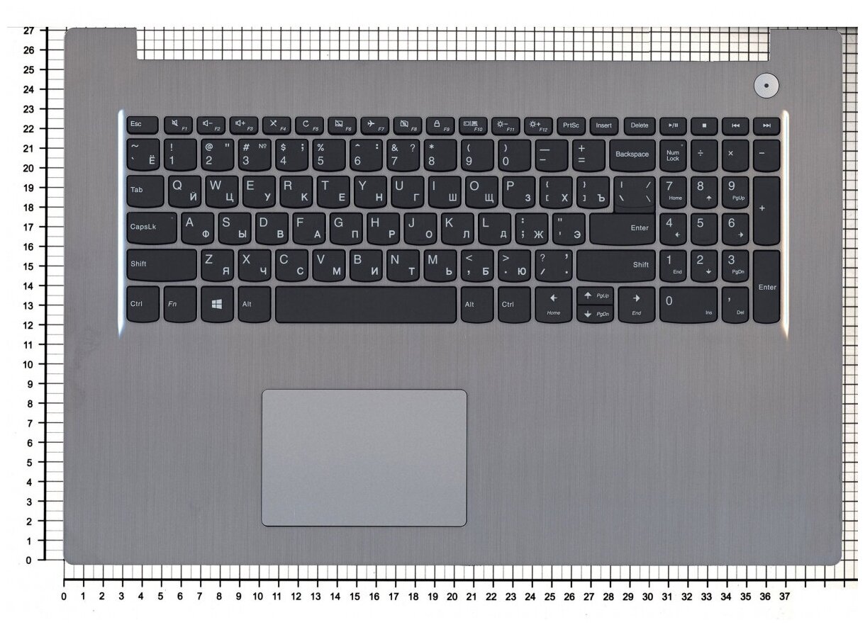 Клавиатура для ноутбука Lenovo IdeaPad 3-17IIL05 черная с серебристым топкейсом