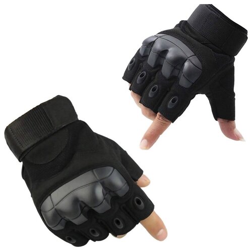 Перчатки тактические с мягкой вставкой А10 без пальцев цвет черный black (размер: l)