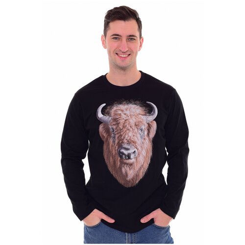 Футболка мужская с длинным рукавом хлопок (черный)56р 1шт